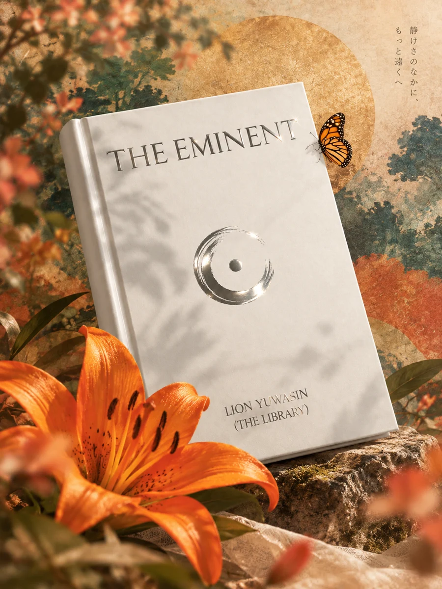 The Eminent หนังสือปกสีขาว ดอกลิลลี่สีส้ม และผีเสื้อ